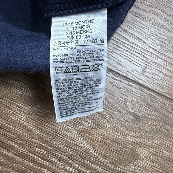 Baby Gap Girls Hooded Sweatshirt, Navy Blue, Logo, NWT, Size 12-18 Months, Fall - Picture 6 of 6